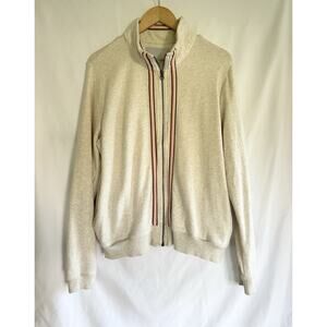 Old Navy Full Zip Sweatshirt Gray Pink Stripe Women’s XL Mock Neck Pockets